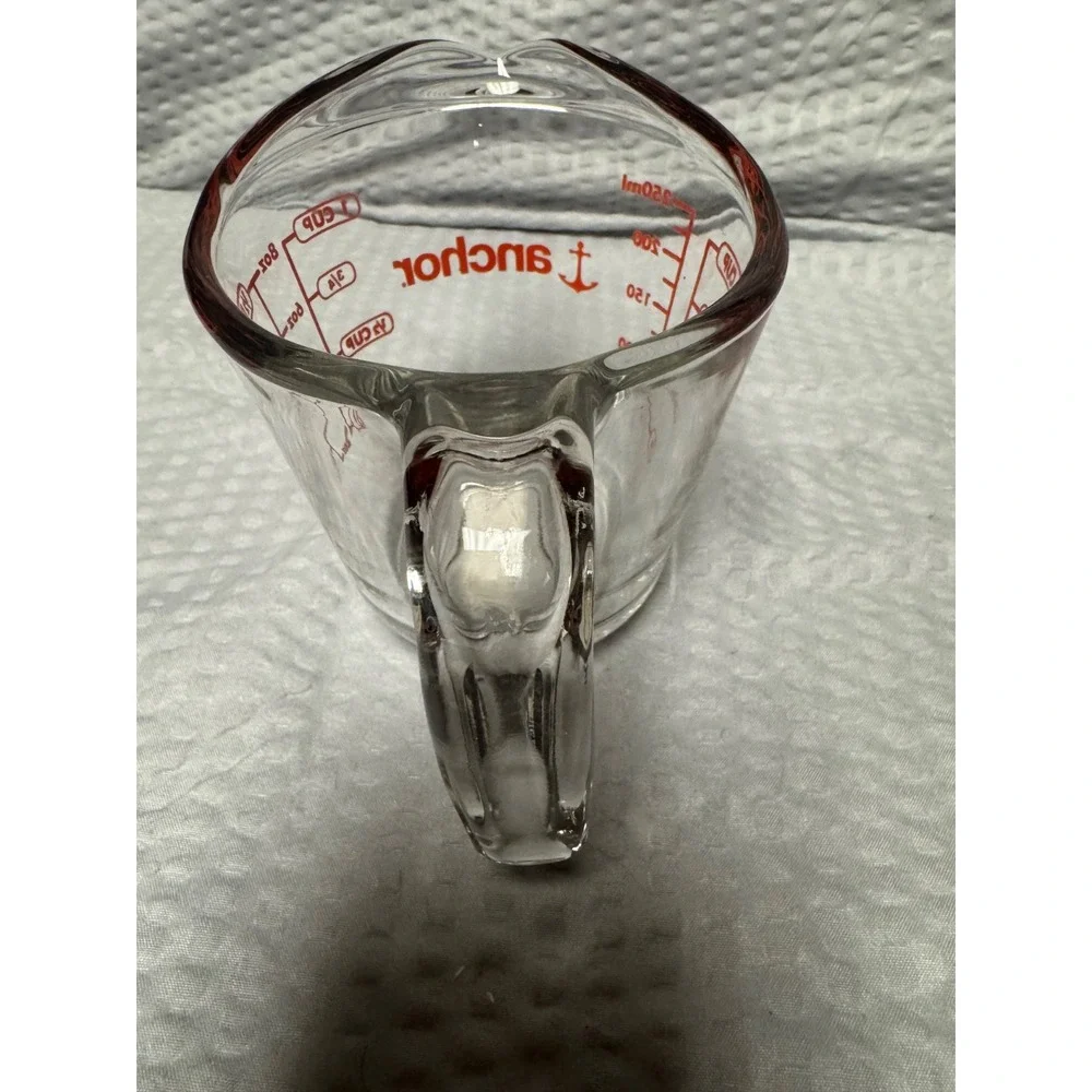 Anchor Hocking Glass Measuring Cup 8oz 1 Cup 1/2 Pint Red‎ Lettering